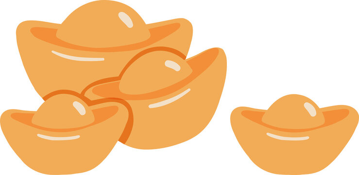 Chinese gold ingots sycee yuanbao group vector illustration