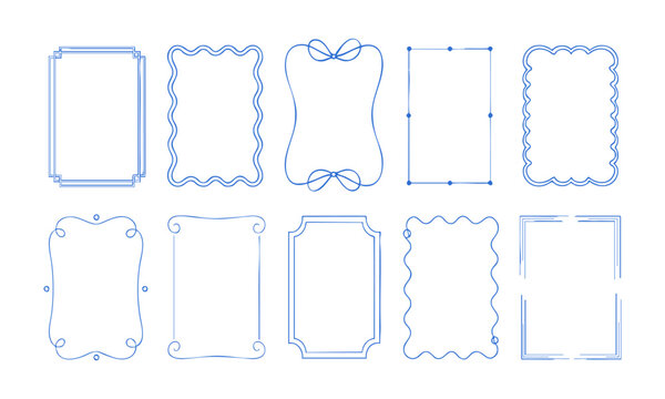 Wavy Scalloped and Geometric Outline Frame Set