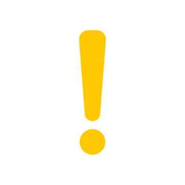 Yellow exclamation mark icon simple flat vector illustration