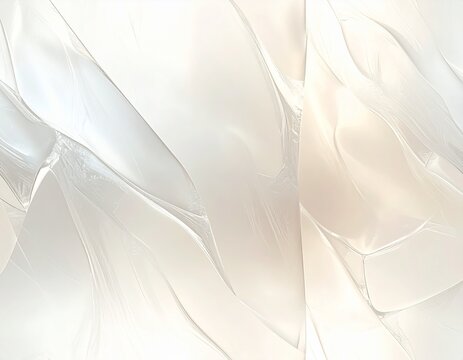 模様　Abstract White and Soft Beige Translucent Texture with Elegant Flowing Forms