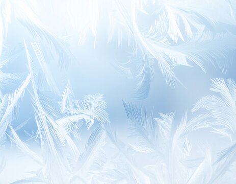 羽　Frosted Ice Crystal Pattern in Soft Blue and White with an Icy Winter Atmosphere