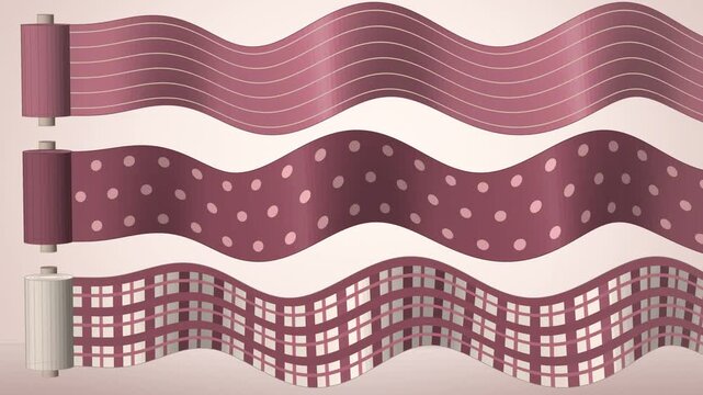 Blush pink fabric bolts unrolling in rippling waves seamless loop