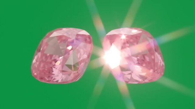 Rare pink diamonds showcase rotating 4k 60fps green screen.