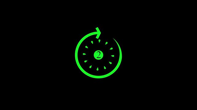 Countdown timer icon with number five inside circular arrow, white minimalist refresh symbol on black background representing time, waiting, loading
