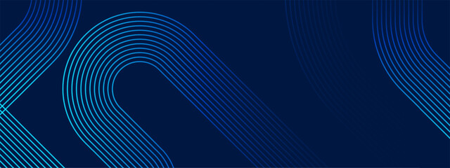 Obraz na płótnie Canvas Blue curved line pattern. Abstract dark minimalist backdrop. Modern digital technology concept. Futuristic linear wave composition. Vector illustration