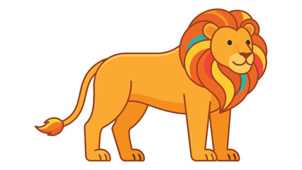 Obraz premium Cartoon Lion with Rainbow Mane Standing