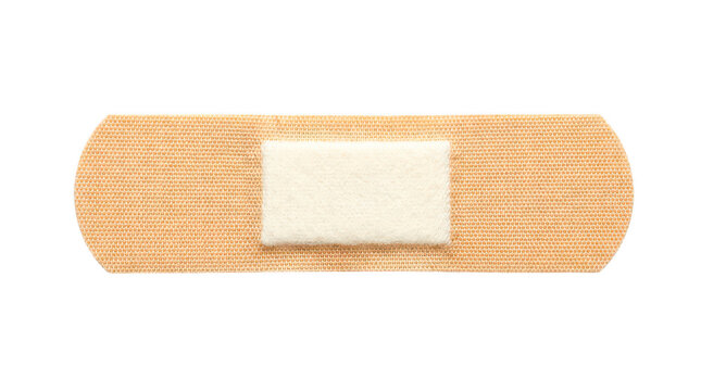 Adhesive medical plaster strip isolated on transparent background