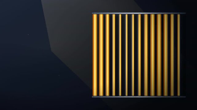 Architectural kinetic louver panels with geometric motion on dark