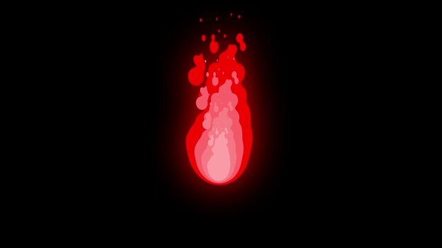 Abstract a beautiful red simple fire element 2d animation vfx with cartoon and flat doodle style and glow effect, fire animation 4k video motion with alpha chanel.