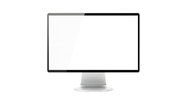 Modern computer monitor with blank white screen isolated on transparent background