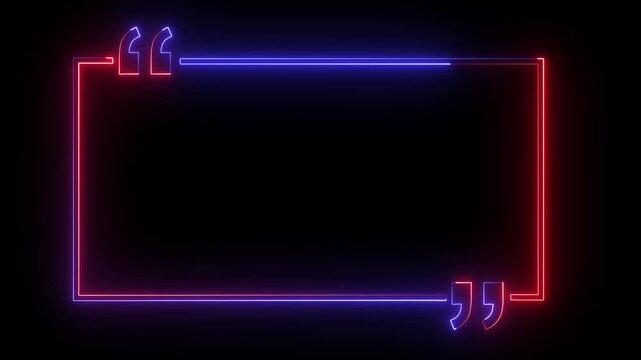 neon rectangular frame with quotation marks