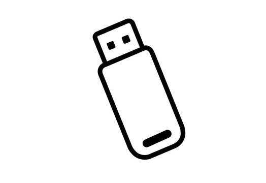 USB flash drive icon in simple black outline style