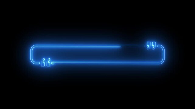 blue neon lower-third rounded rectangular quote frame on black background