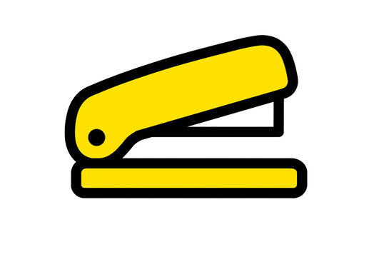 Yellow stapler icon for office and stationery