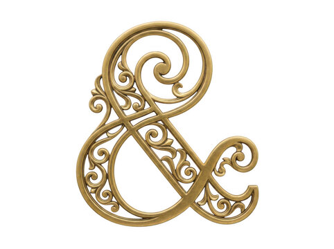 Gold decorative ampersand symbol in elegant design