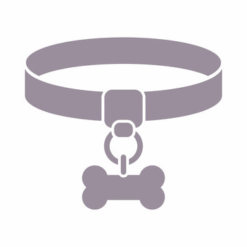 Dog collar vector icon with bone pendant