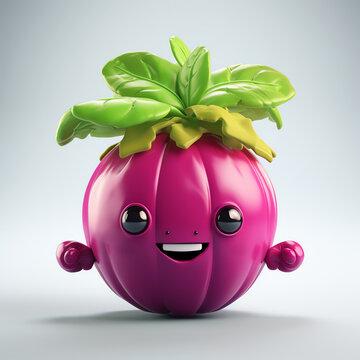 Cute glossy purple vegetable character