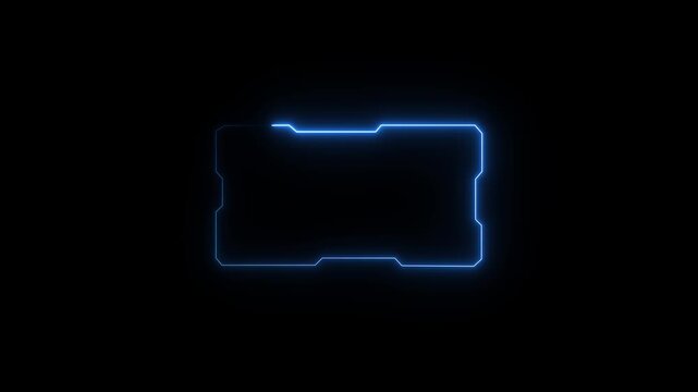 Glowing neon technological red color HUD template callout animation. Neon blue data visualization, dashboard, screen, motion graphics 4k video..