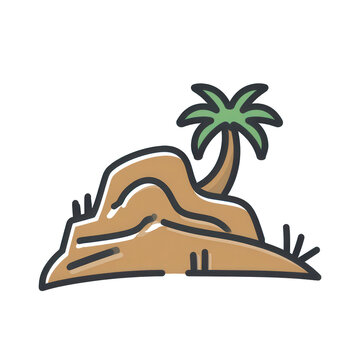 Desert island icon with palm tree