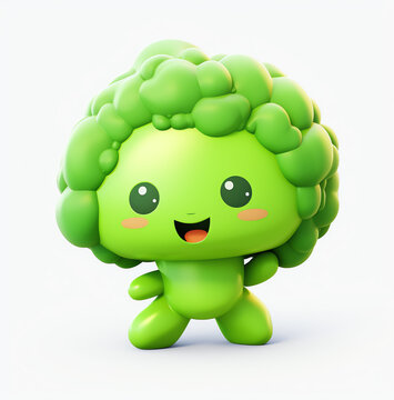 Cute broccoli character in a toy like style