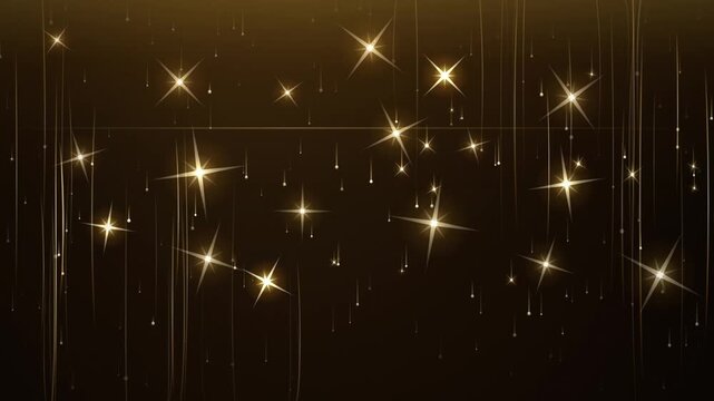 Golden Luxury Particles Background with Falling Stars and Glowing Light Streaks for Holiday Event