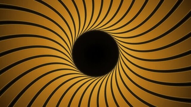 Golden Spiral Motion Background Featuring A Dark Central Hole With Rotating Curved Tunnel Radiance