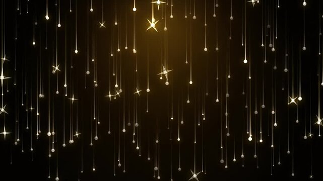 Golden Star Particles Rain Down Luxury Celebration Background Animation With Glowing Light Streaks