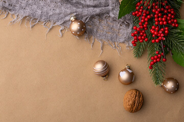 Christmas Decoration With Gold Baubles And Holly © Kovac Mario