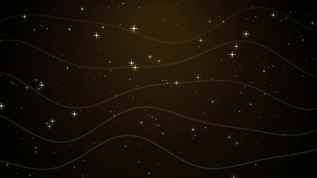 Luxury Golden Background with Wavy Lines and Sparkling Dust Particles for Premium Event Motion Video