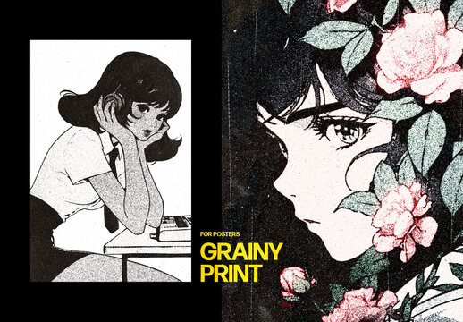 Vertical Grainy Print Photo Effect