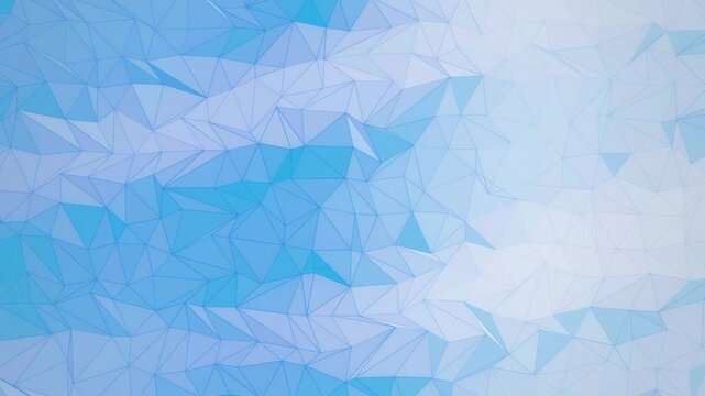 Light blue low poly triangle mesh on white background seamless loop
