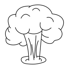 Minimalist mushroom cloud explosion line art vector illustration © Nd Studio 