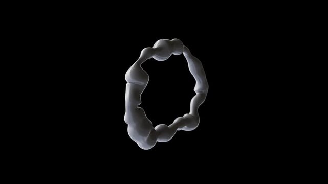 3D Abstract Organic Liquid Ring Rotating on Black Background Animation