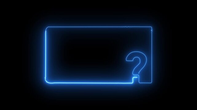 neon chalk line animation of a rectangular box with a question mark on a black background