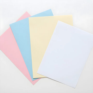 Creativity and organization stack of colorful pastel paper sheets for office stationery school supplies and artistic design projects on white background
