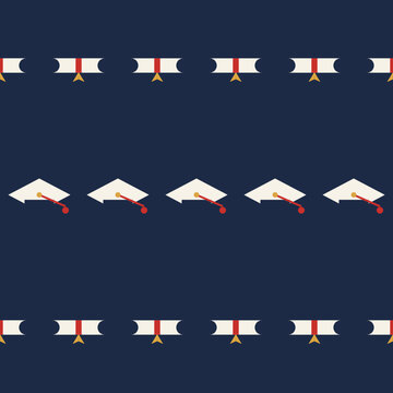 Diploma cap rows pattern navy graduation celebration border