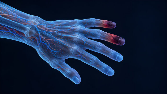 Septicaemic plague bloodstream infection and Yersinia pestis bacteria in translucent 3D medical illustrations with red vascular highlights on dark navy backgrounds for health posters and education