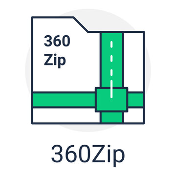 360 Zip File Compression and Archive Utility Line Color Icon with Editable Stroke