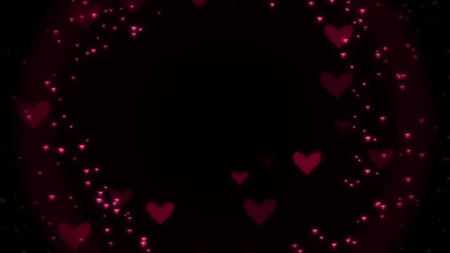 Sparkling LOVE text with animated hearts and particles during romantic celebration