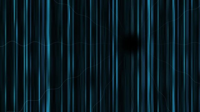 Cyan broken LCD stripes shimmer through cracks in a cool CG video