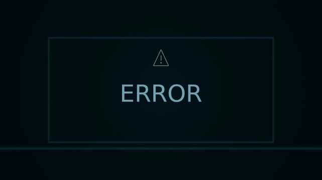 Cyan ERROR text glows inside a frame in a cool system error video