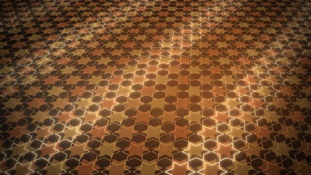 Amber hanukkah star tile pattern in perspective seamless loop