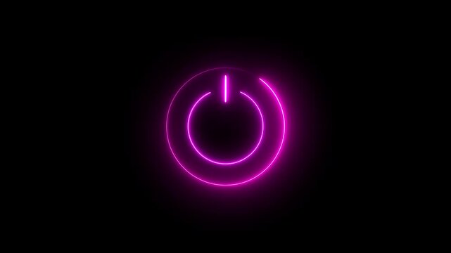 neon line glowing power button icon illustration. Motion graphics of power icon 4k