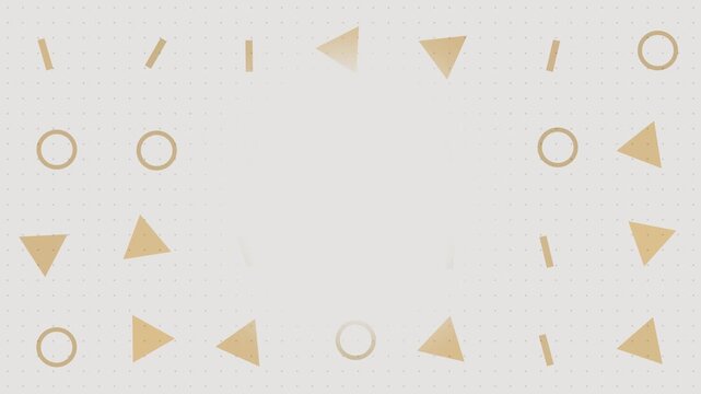 Gold Memphis shapes orbit open space in a cute abstract CG video
