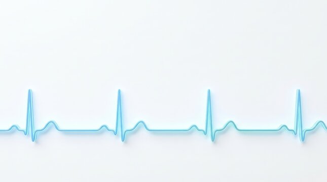 Blue Heartbeat Line on White Background with Smooth and Clear Design for Medical Themes