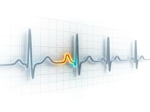 Abstract Medical Illustration of Heartbeat Graph with Colorful Peaks and Valleys in Light Background