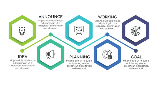 Steps business data visualization timeline process infographic template design with icons