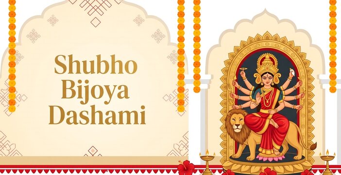 Shubho Bijoya Dashami Festive Greeting Banner Vector