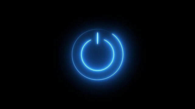 neon line glowing power button icon illustration. Motion graphics video