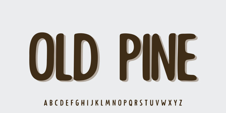 Old Pine is a bold condensed retro display editable vector font. Ideal for stickers, packaging, posters, quotes, t-shirts, merch, and branding. Includes full A-Z character set.